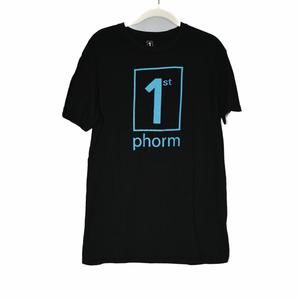 1st Phorm Womens Black T-shirt Graphic Blue Spell Out Logo Short Sleeve Medium